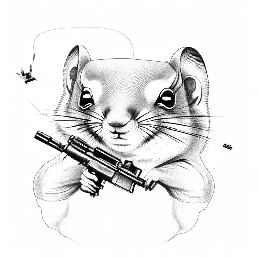 Flying Squirrel Holding A Gun And Wearing Military Gear While Flying Through The Air