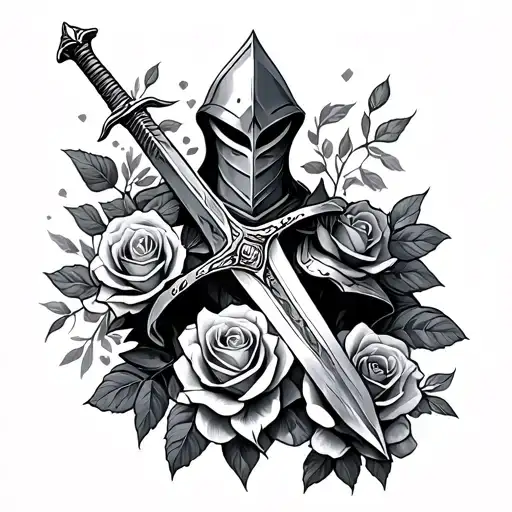 Knight With A Sword And Roses