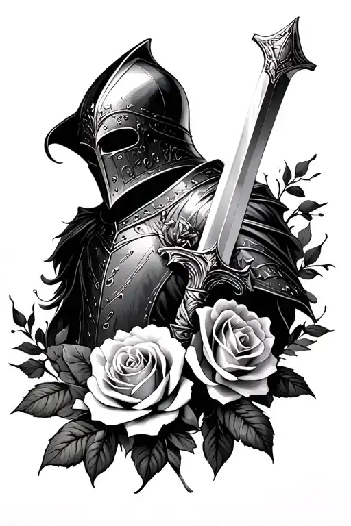 Knight With A Sword And Roses
