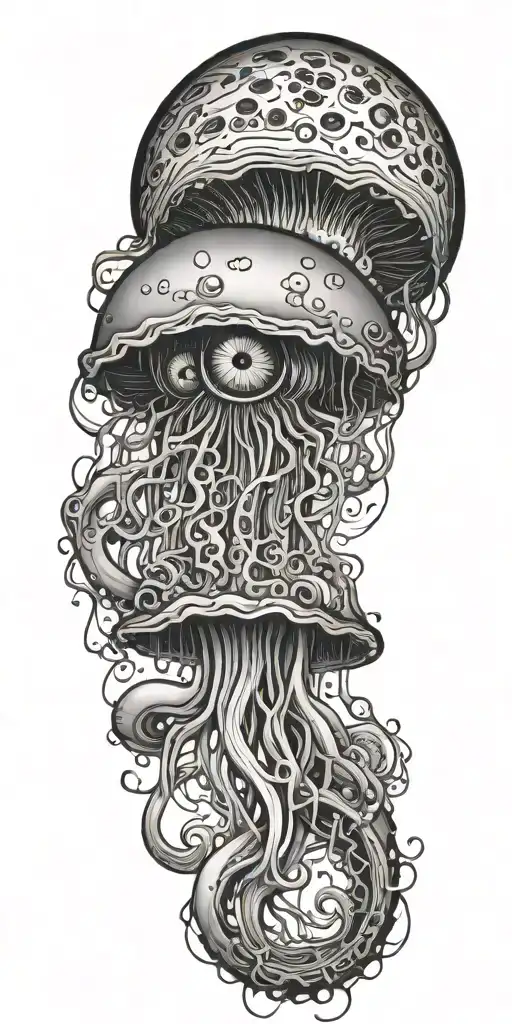 Mushroom Shaped Jellyfish Transitioning Into An Eyeball
