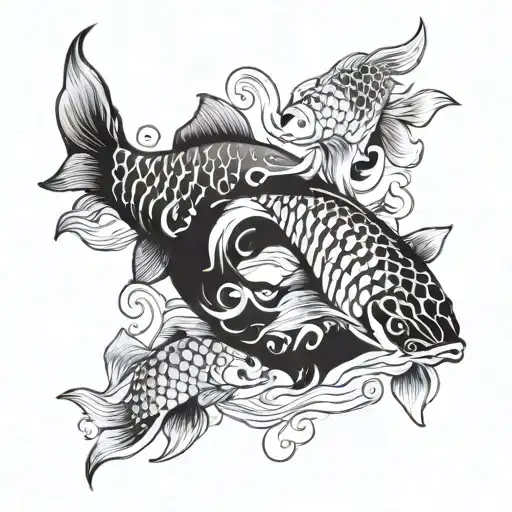 Yin Yang Koi Fish Pisces Fish Swimming
