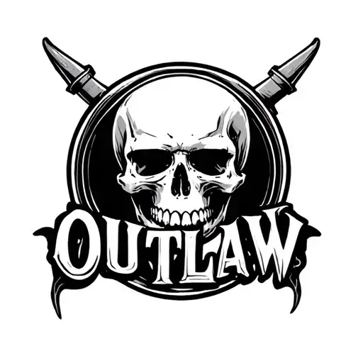 Word Outlaw With A Skull Inside The O