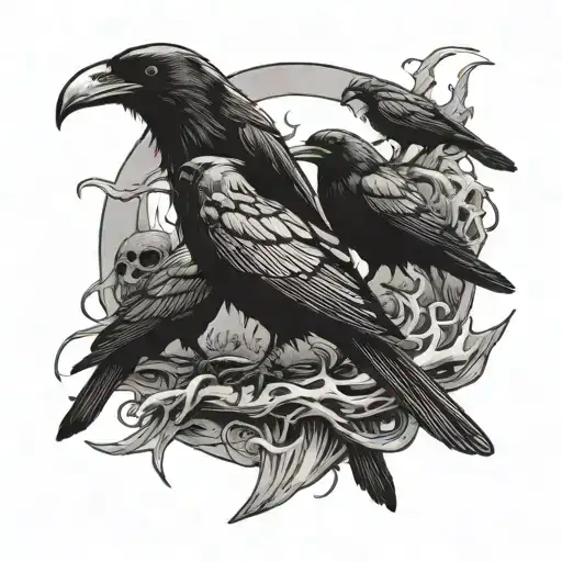 A Black Plague With Some Crows Behind It