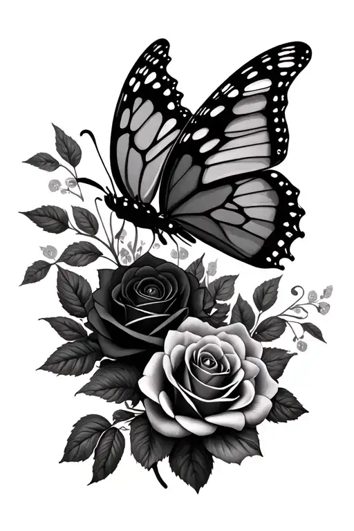 Dead Butterfly With Roses Symbolising