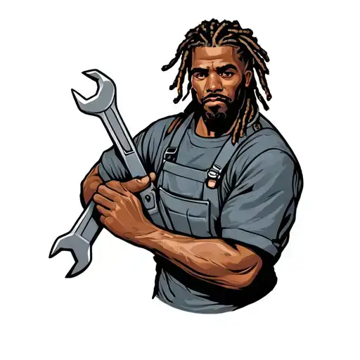 Dreadlock Plumber Holding A Wrench