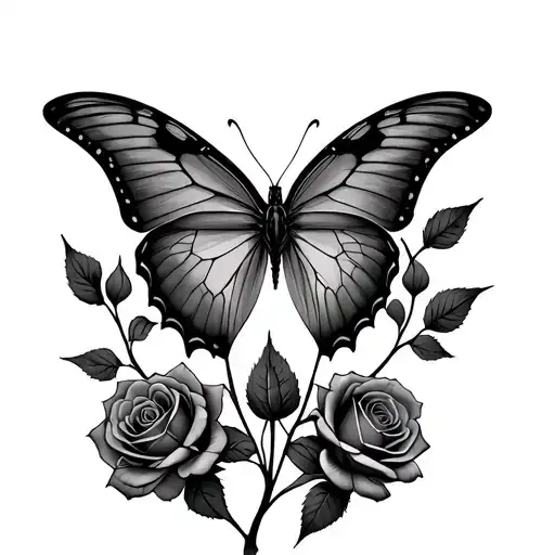 Dead Butterfly With Dead Roses Symbolising