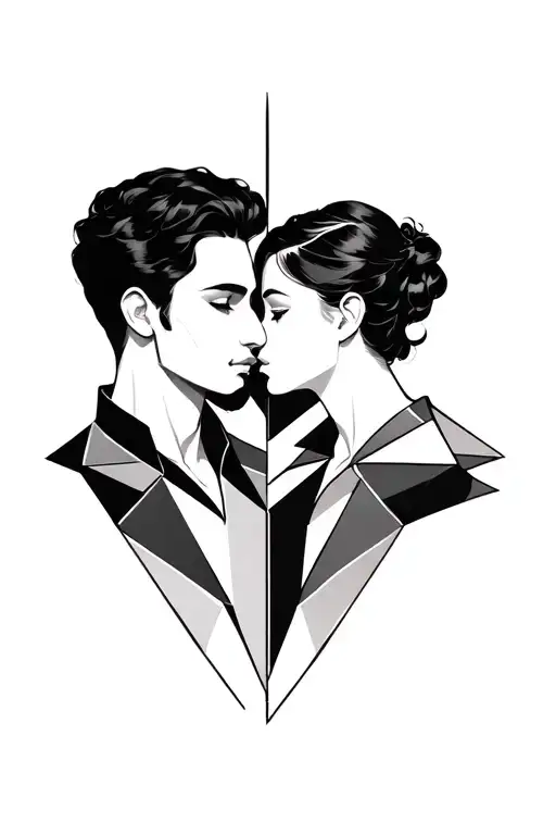 Geometric Lovers Tattoo Design