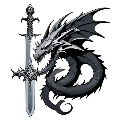 Zelda Dragon Wrapped Around The Master Sword