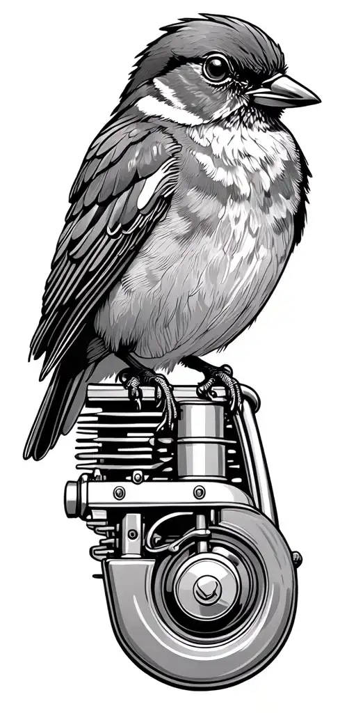 A Robin Bird Perched On A Vintage Car Engine