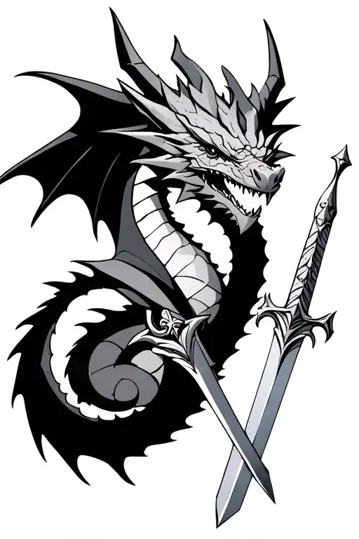 Zelda Dragon Wrapped Around The Master Sword