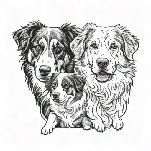 Great Pyrenees And 2 Australian Shepherds