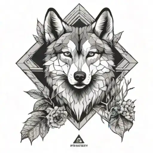 Geometry Husky Paw Half Sleeve Forest Aries Bhuddha
