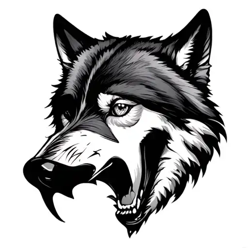Fore Arm Tattoo Half Wolf Eye Growling And Male Eye
