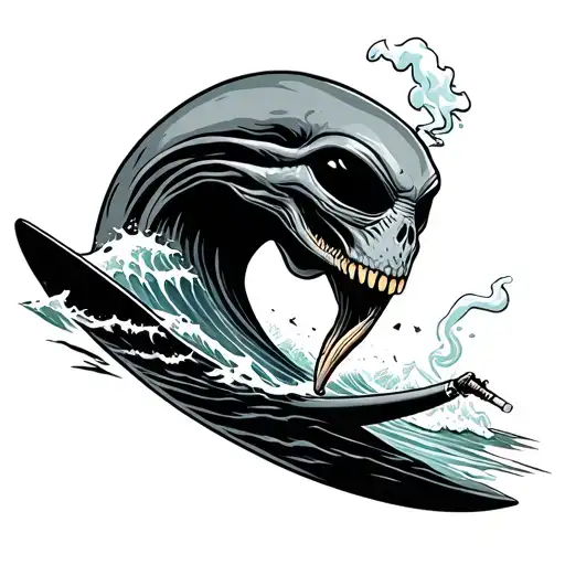 Alien Surfing Wave Smoking A Joint Ts