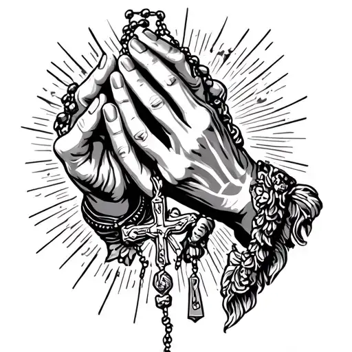 Prayer Hands Holding Rosary Saying Gods Child