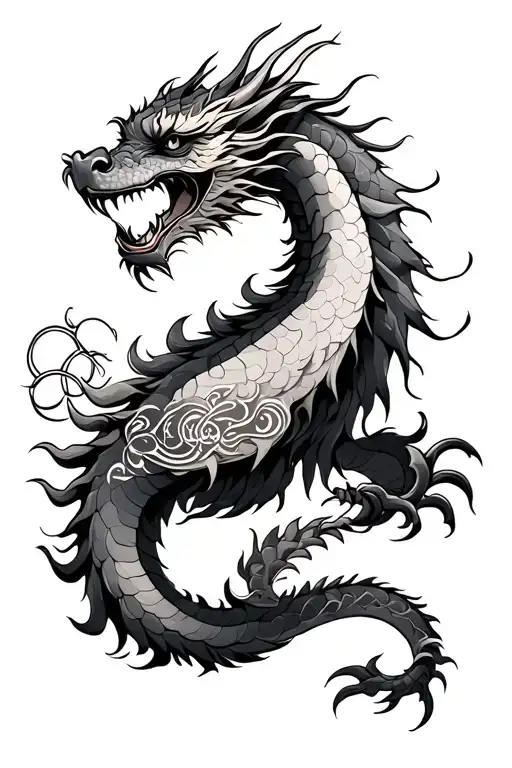 Chinese Dragon Wrapped Latvian Pagan Symbols