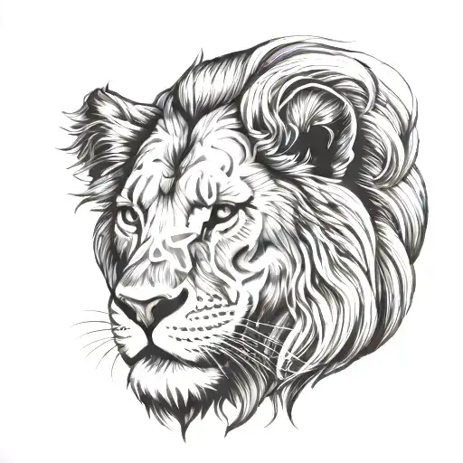 Surrealism Lion Head Profile