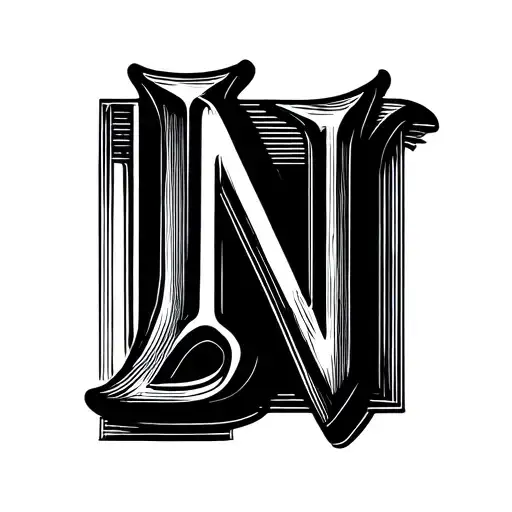Initial Letter L M N Minimal Line Art