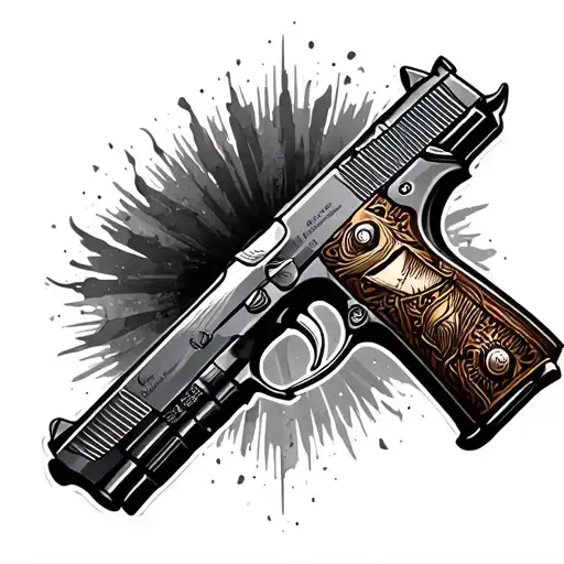 Gangster Tattoo With Some Pistol