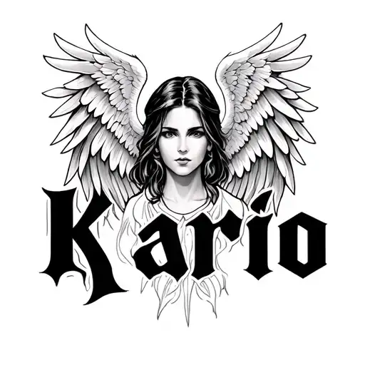 The Name Kario With Angel Wings