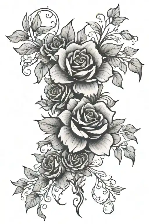 Spine Tattoo With Flowers