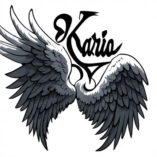 The Name Kario With Angel Wings