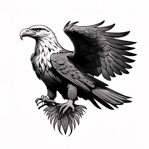 Eagle On Back Neck With Wing Spread Down The Back Of My Shoulders And The Body On My Spine