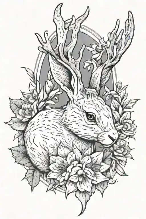 Jackalope Holly And Narcissus Flowers