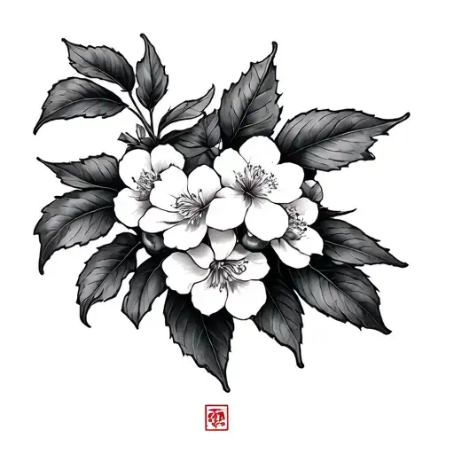 Japanese Cherry And Signs Mythology