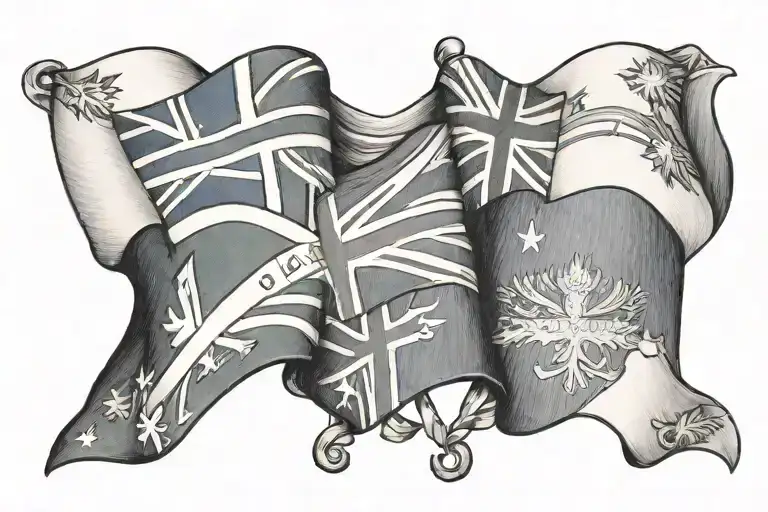Australian Canadian Brazilian Flags Ribbon Action