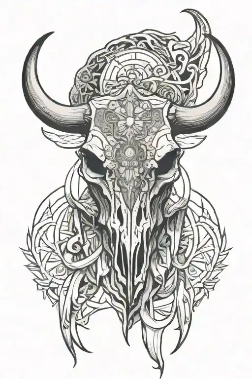 Bull Skull With Geo Symteric Shapes