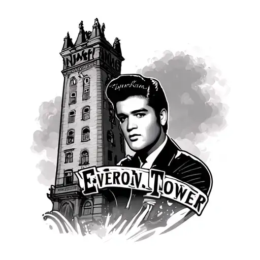 Everton Tower With Elvis Presley Included And Granddad Text
