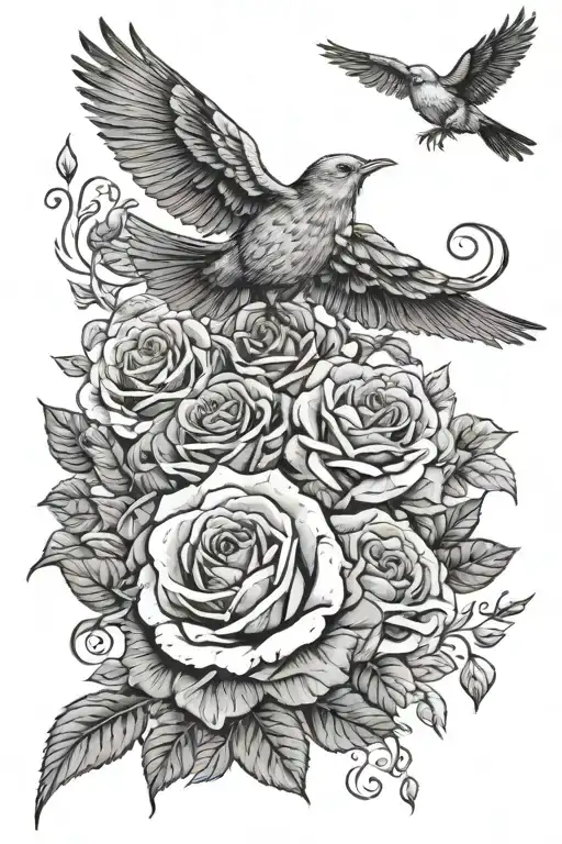 Roses Birds Flying Roman Numerals 07-19-79