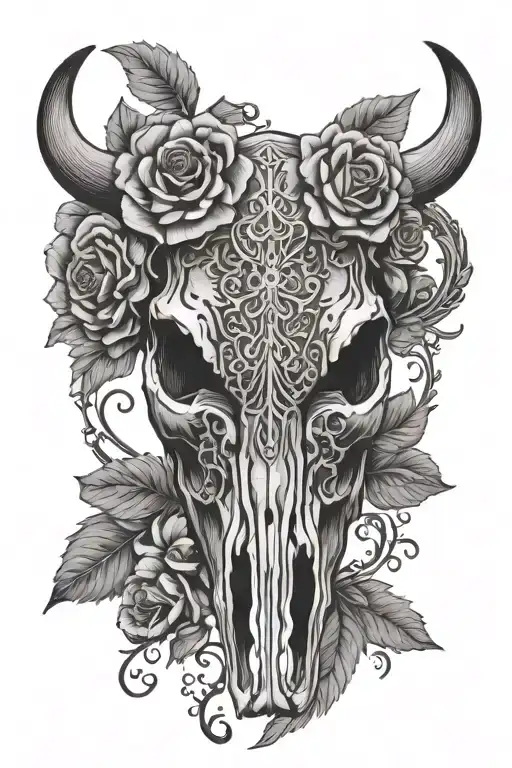 Flower Lace Western Cow Skull