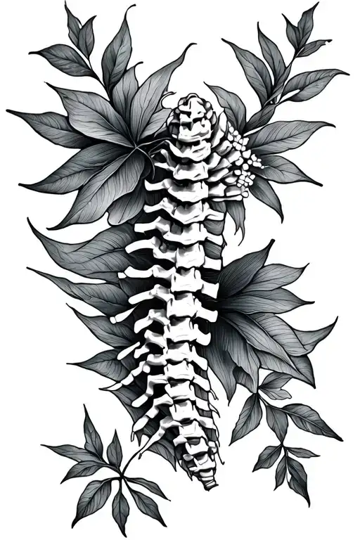 Spine Tattoo Fine Line Australian Nature Inspired
