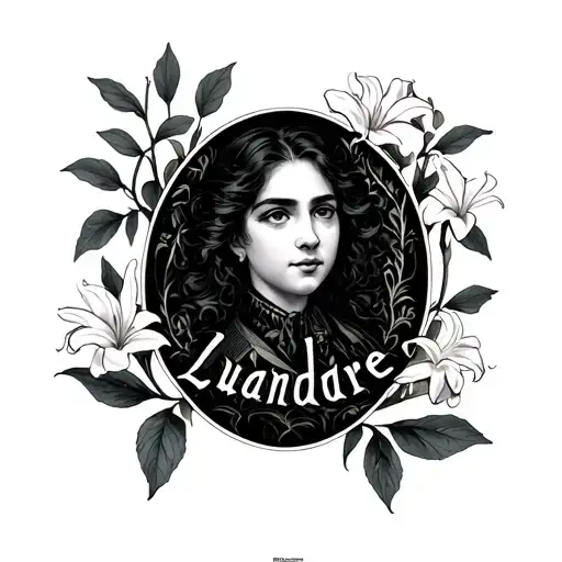 Name Luandre Surrounded By A Lilly Of The Valley And Hawthorn