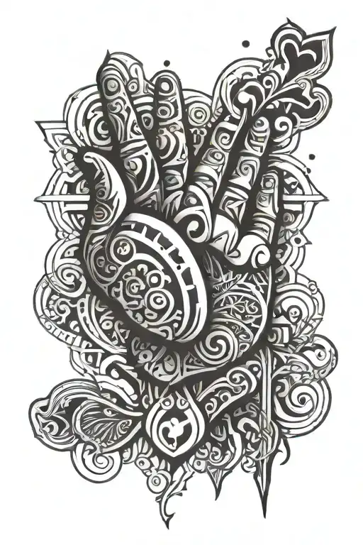 Neotribal Lines With Hearts On The Hand As If