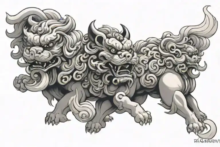Two Foo Dogs With Smoke