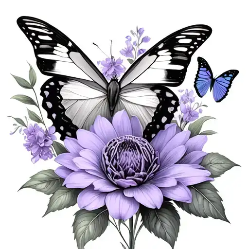 Butterflys And Lilac Flower