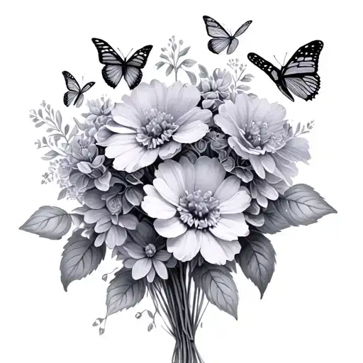 Butterflys And Lilac Bouquet