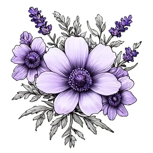 Lavender And Buttercup Flowers
