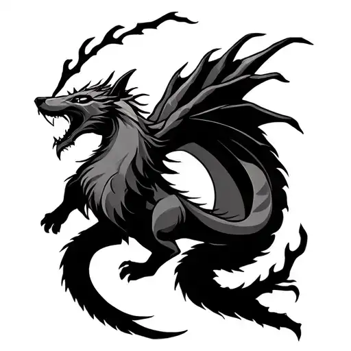 Dragon And Wolf In A Circle Shape