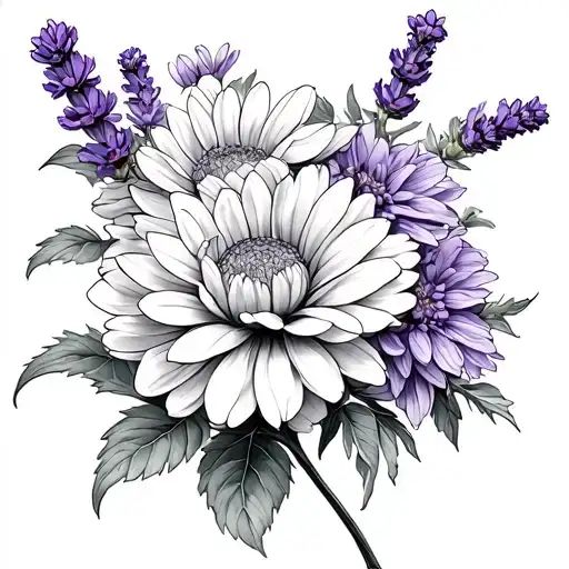 Lavender And Chrysanthemum Flowers