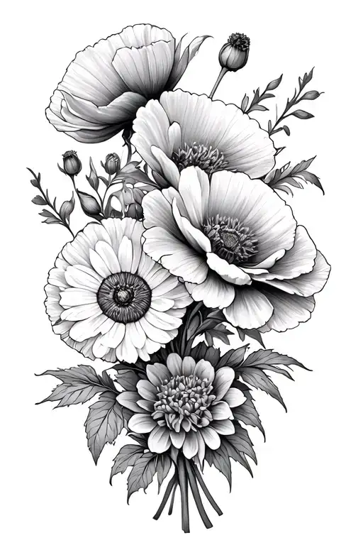 Poppy And Chrysanthemum Bouquet