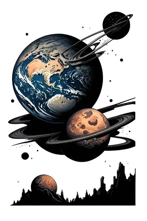 Planet Earth And Mars