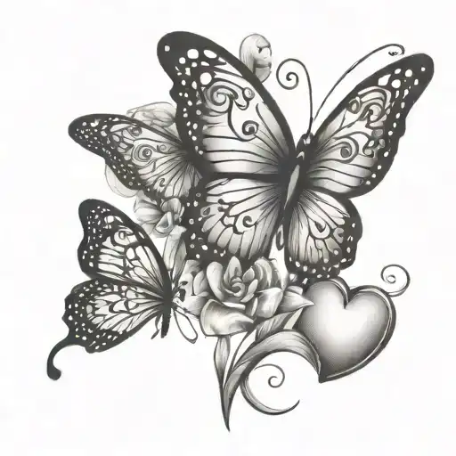 Butterfly And Love Hearts