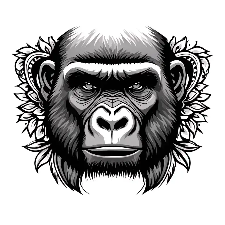 Gorilla Face And Mandala Design