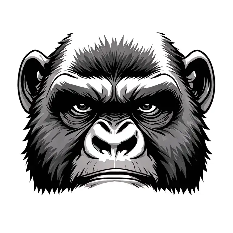 Angry Gorilla Face And Mandala Design