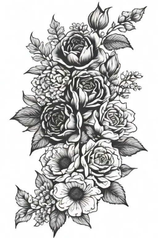 October August February December July Birth Flower Bouquet