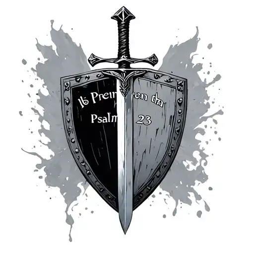 Sword And Shield With Psalm 23 Incorporated Within